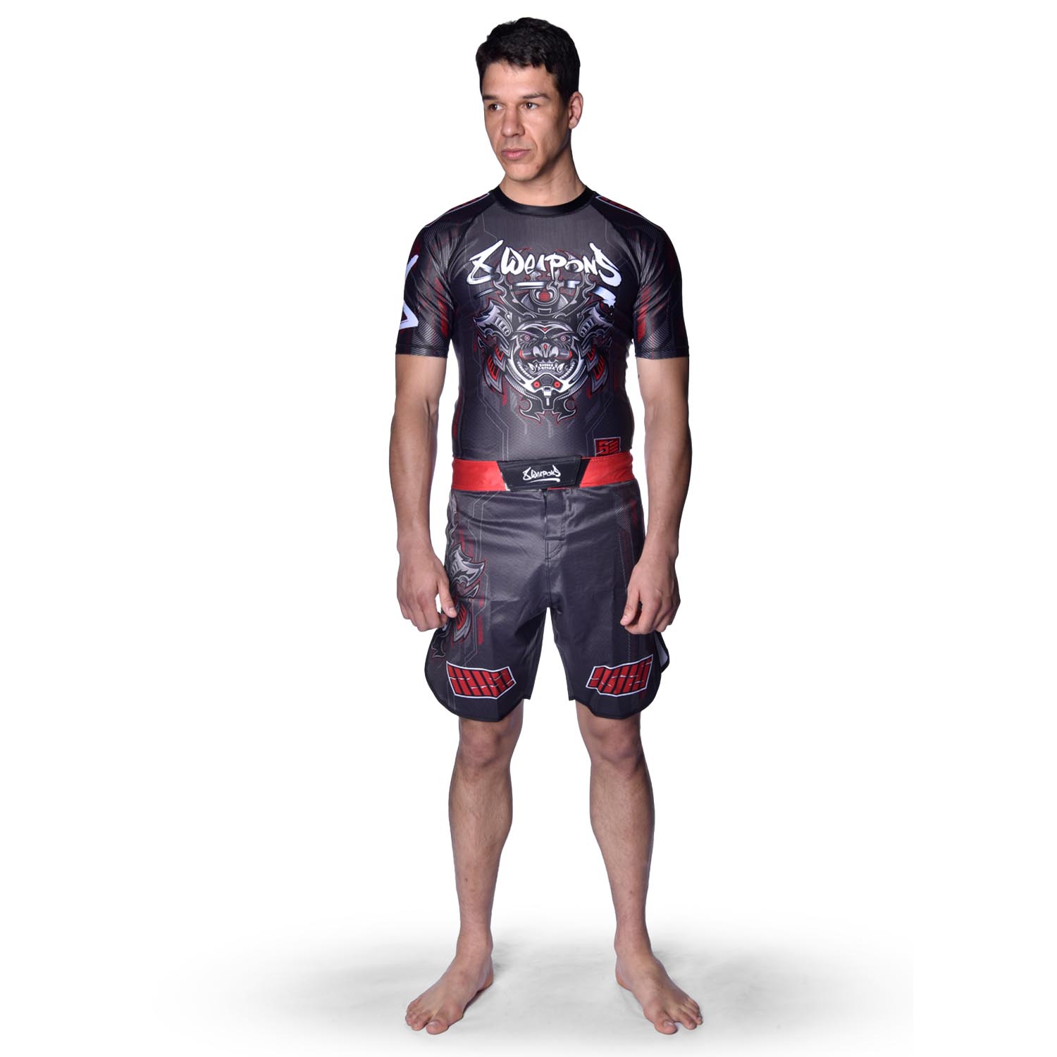 8 WEAPONS Rashguard, S/S, Samurai 2.0, black-red, XXL