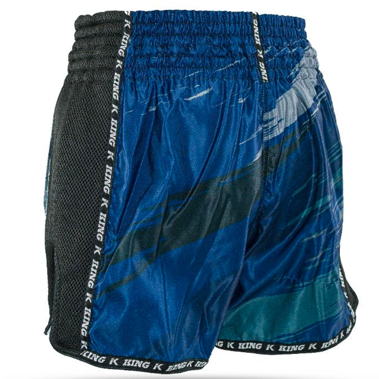 KING PRO Boxing Muay Thai Shorts, Storm 4, black-blue, S