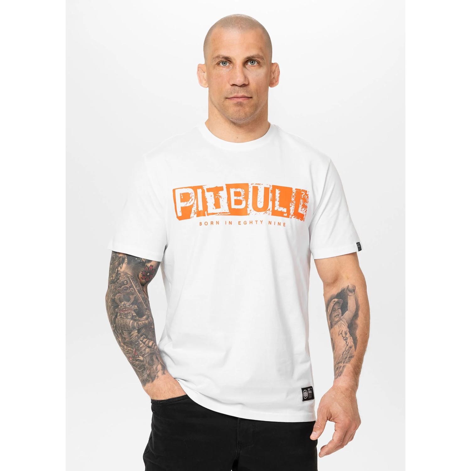 Pit Bull West Coast T-Shirt, Blacky, white-orange, XXXL