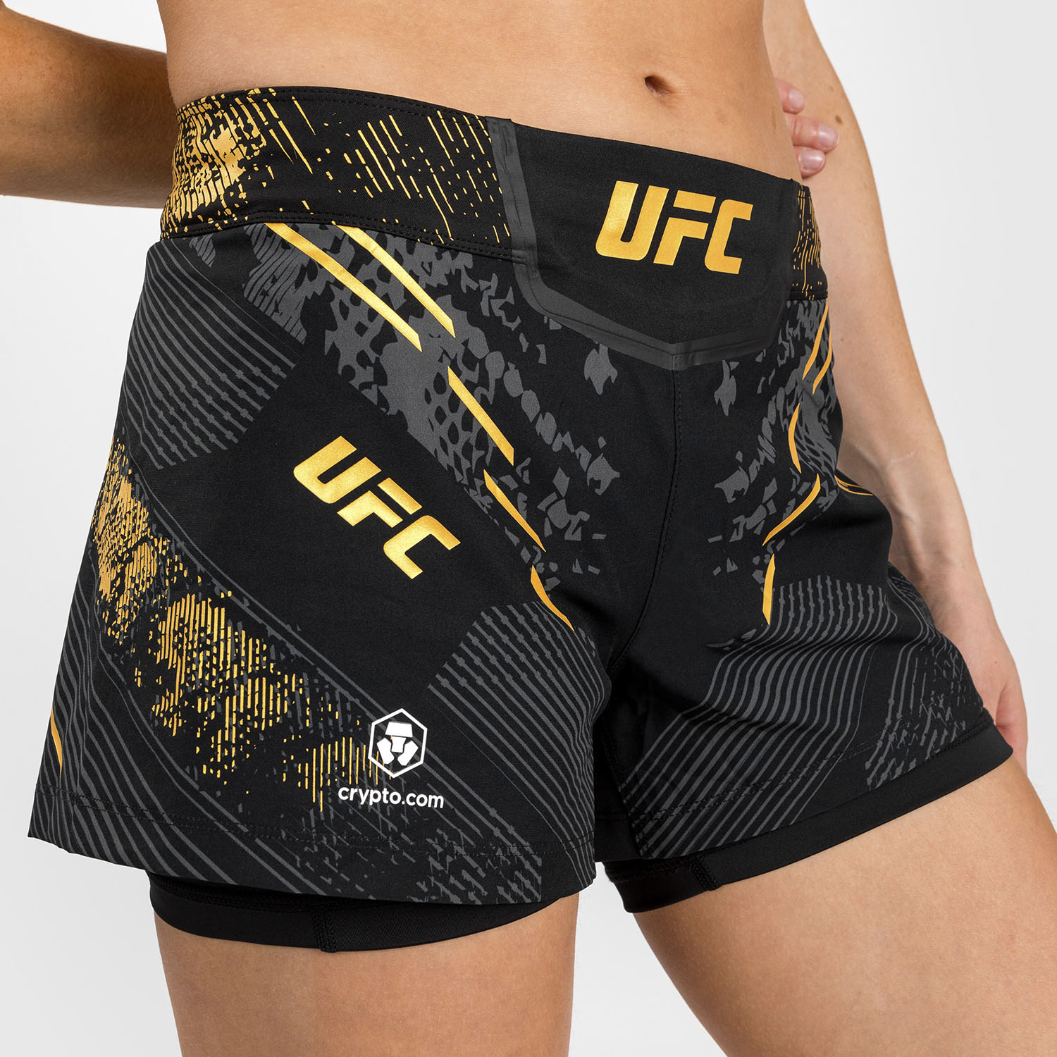 VENUM MMA Fight Shorts, Damen, UFC Fight Night, Adrenaline, schwarz-gold, XS