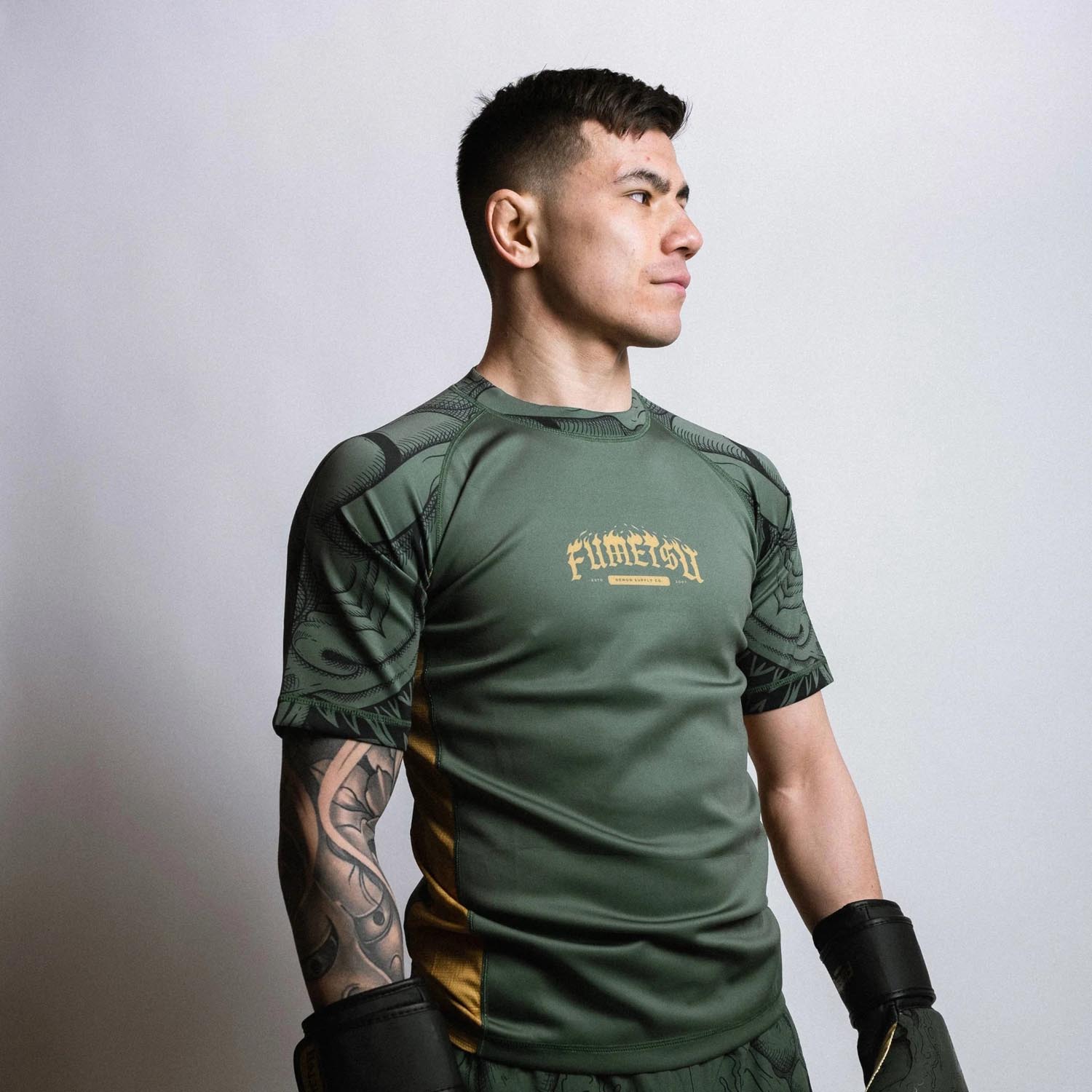 Fumetsu Rashguard, S/S, Oni, khaki-gold, XXL