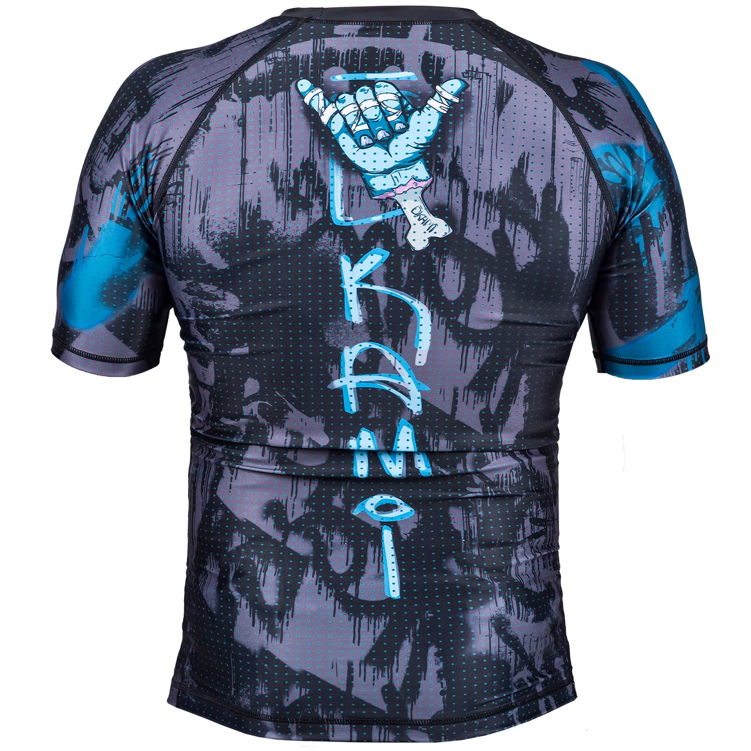OKAMI Rashguard, S/S, Hang Loose, grau-blau, M