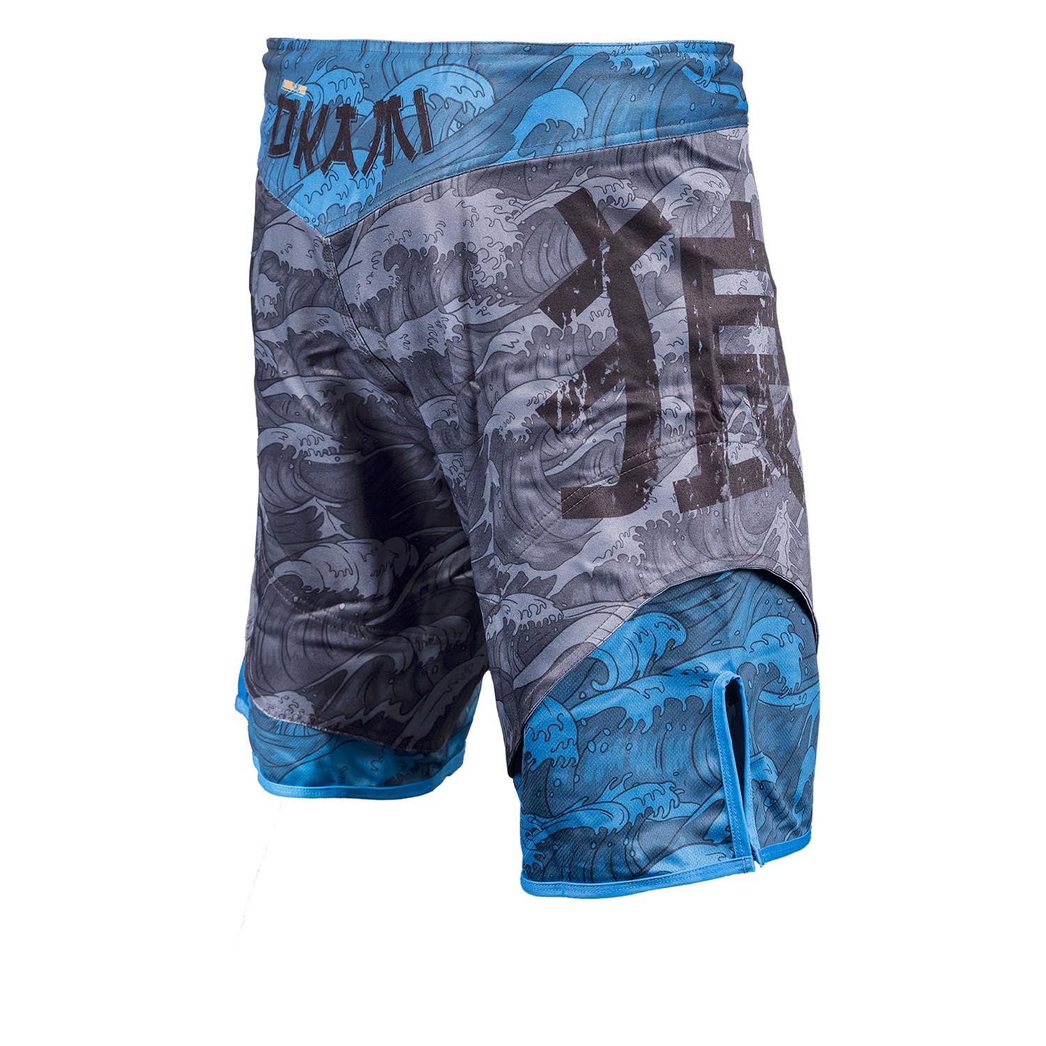 OKAMI MMA Fight Shorts, Kois, grey-blue, L