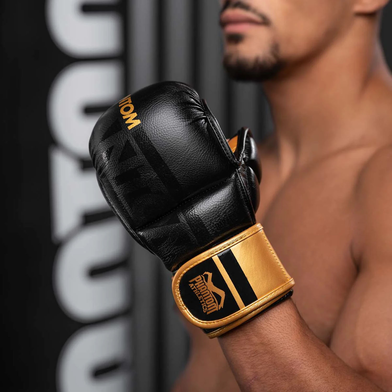 Phantom Athletics MMA Sparring Handschuhe, Apex, schwarz-gold, L/XL