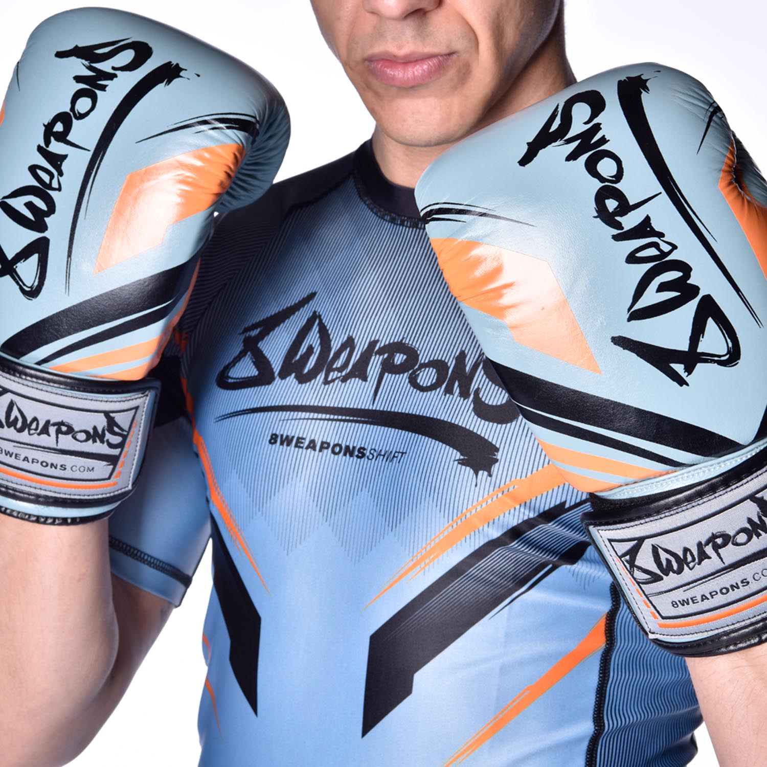 8 WEAPONS Boxing Gloves, Shift, ice-grey-orange, 16 Oz
