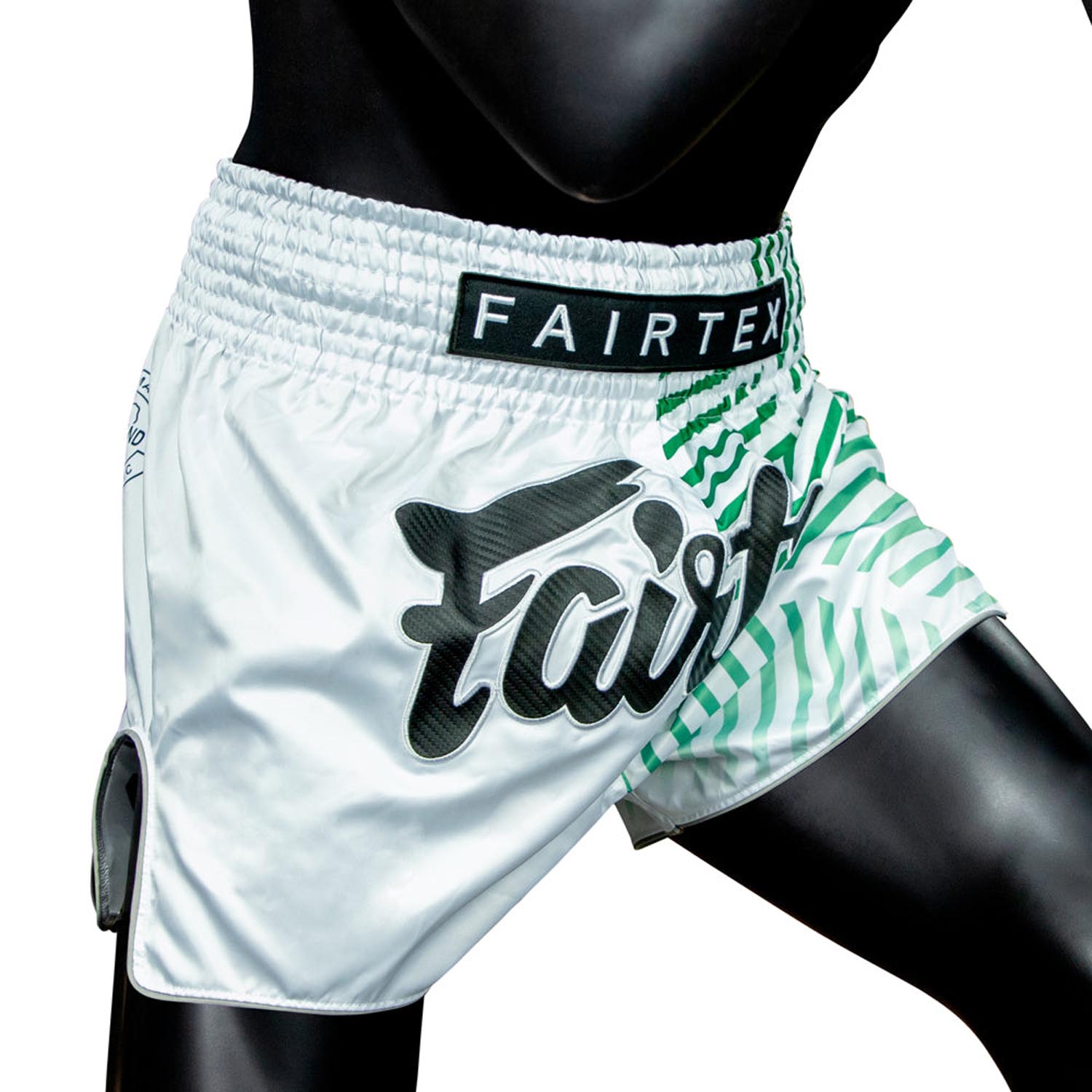 Fairtex Muay Thai Shorts, BS1923, Racer, weiß-grün, XXL