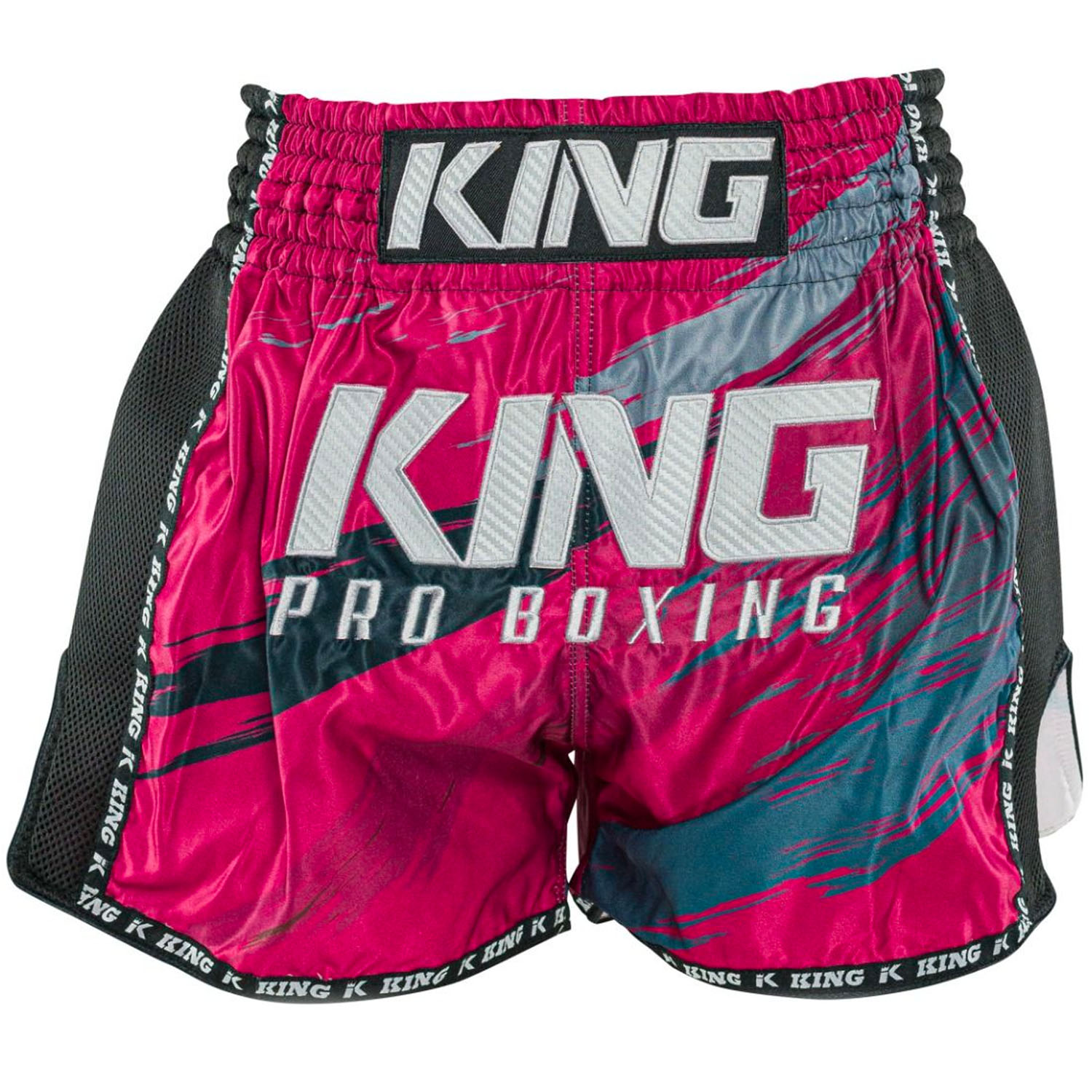 KING PRO Boxing Muay Thai Shorts, Storm 3, schwarz-pink, M