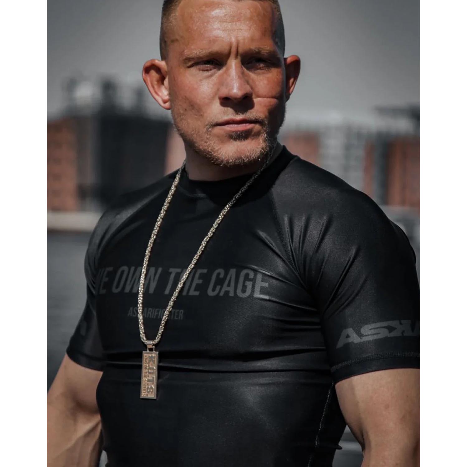 ASKARI Rashguard, S/S, We Own The Cage, black, XXL