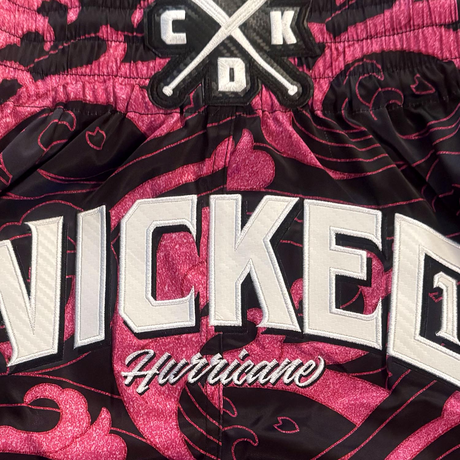 Wicked One Muay Thai Shorts, Hurricane, black-rose, XXL