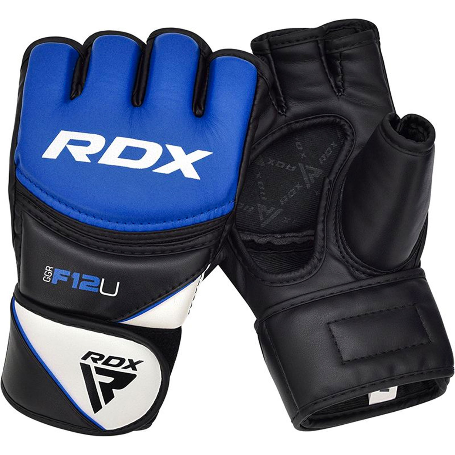 RDX MMA Boxing Gloves, New Model F12, black-blue, S