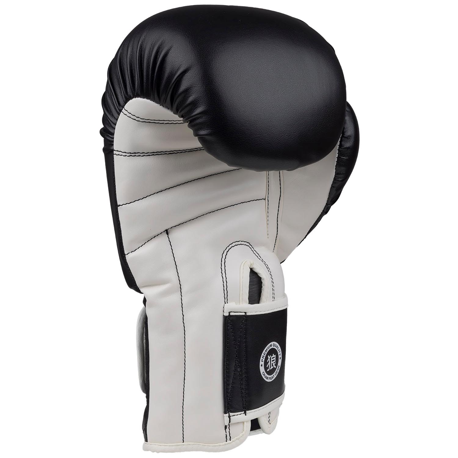 OKAMI Boxing Gloves, Rumble, black-white, 14 Oz