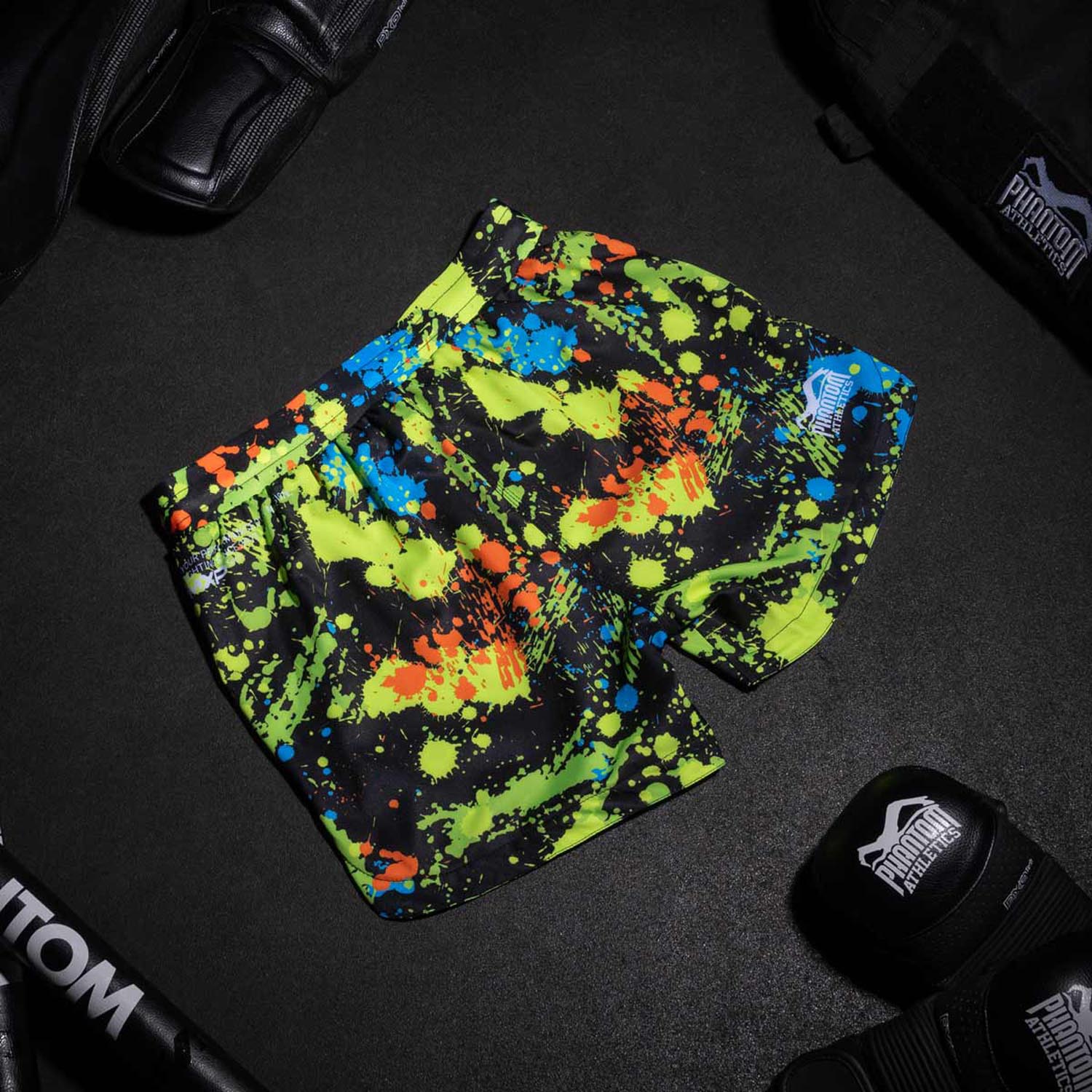 Phantom Athletics MMA Fight Shorts, Fusion Splatter, black-neon, XXL