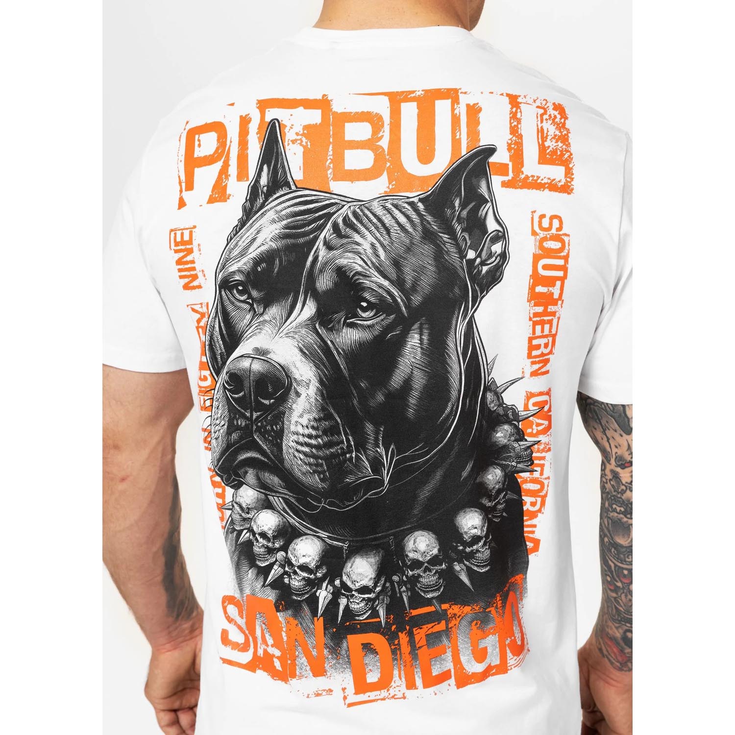 Pit Bull West Coast T-Shirt, Blacky, white-orange, XXXL