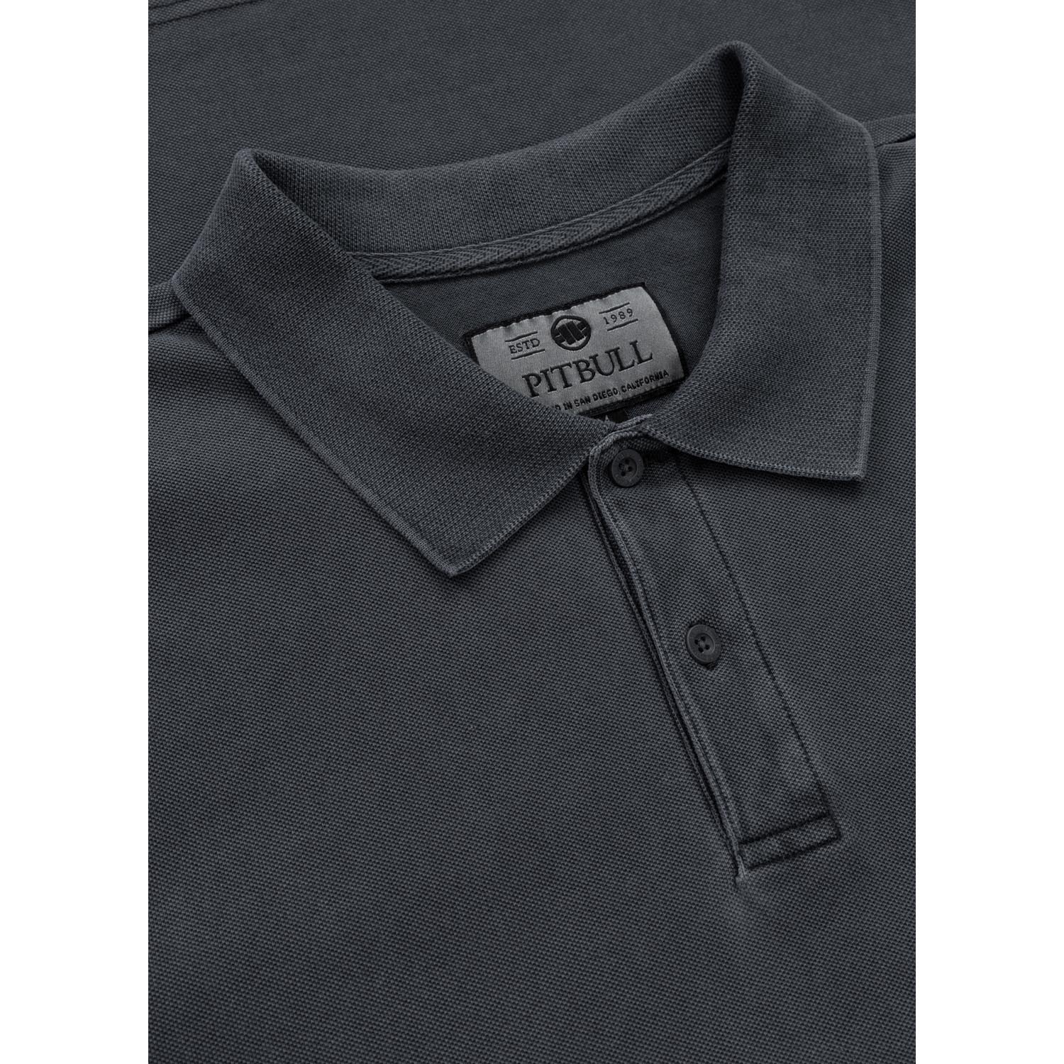 Pit Bull West Coast Polo T-Shirt, Washed Polo, dark grey, XXXL