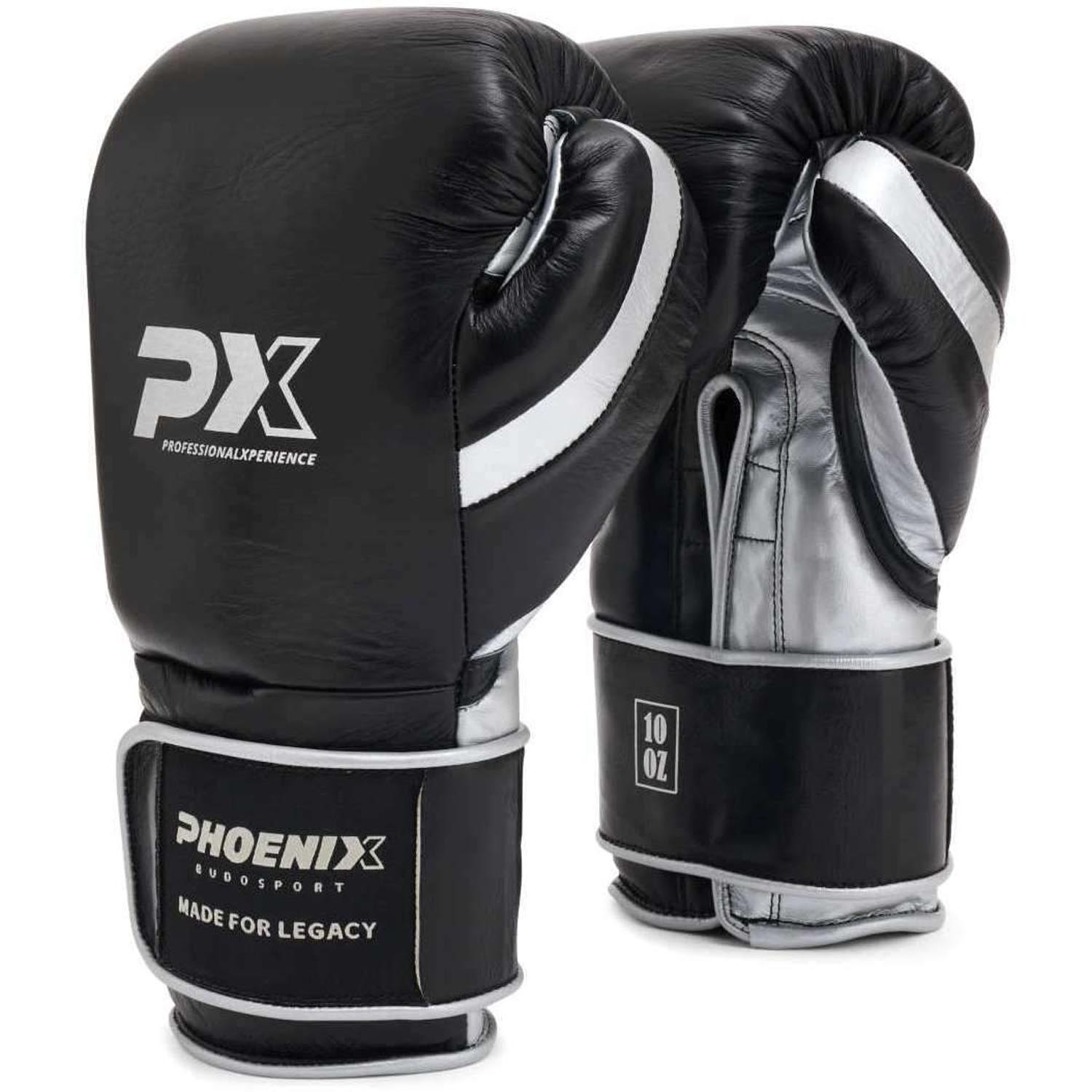 PX Boxing Gloves, Legacy, Pro Pure Combat, black-silver