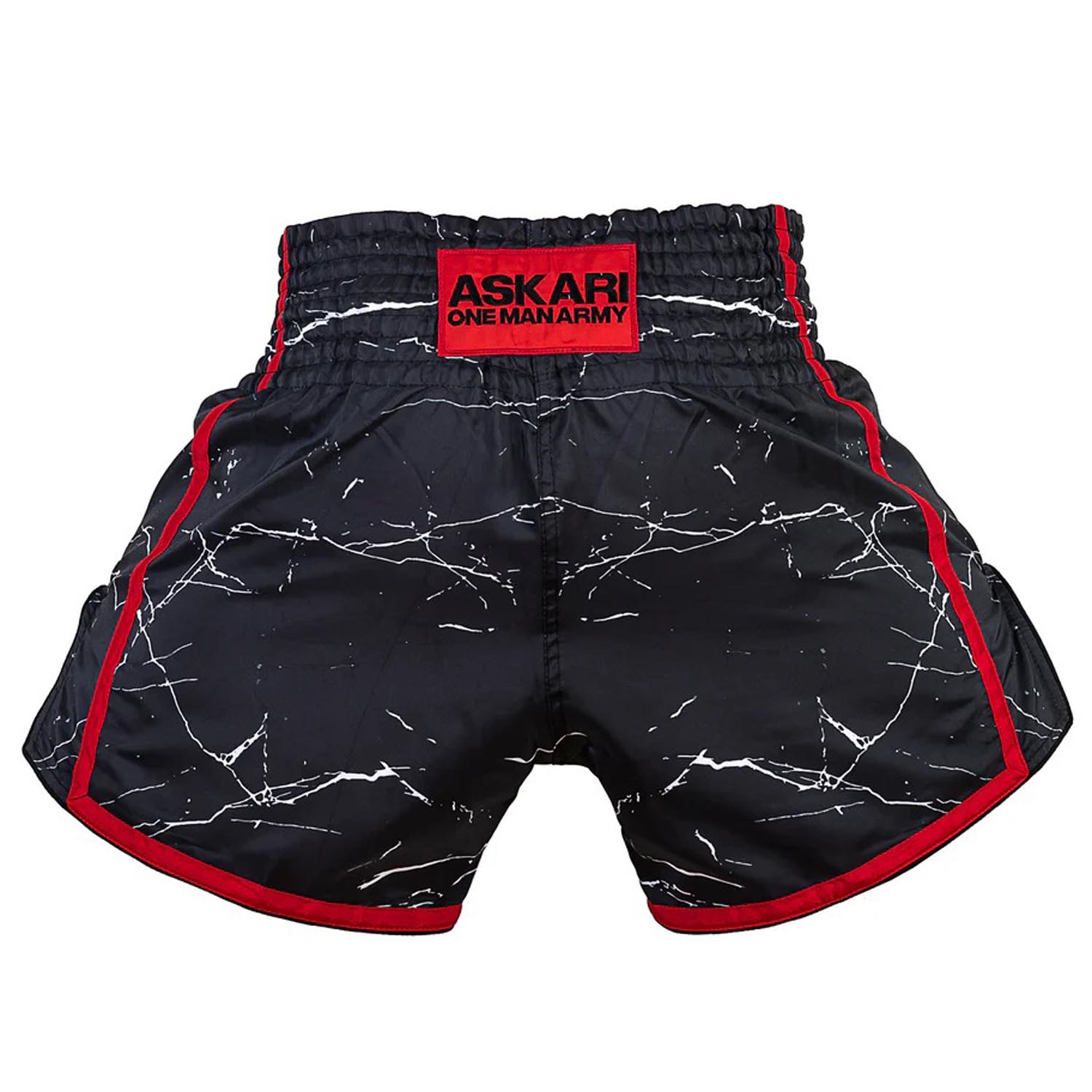ASKARI Muay Thai Shorts, Carrara, black-red, XXL