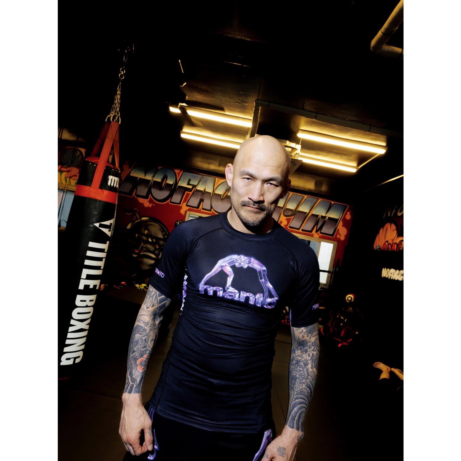 MANTO Rashguard, S/S, Mirage, black-purple, S