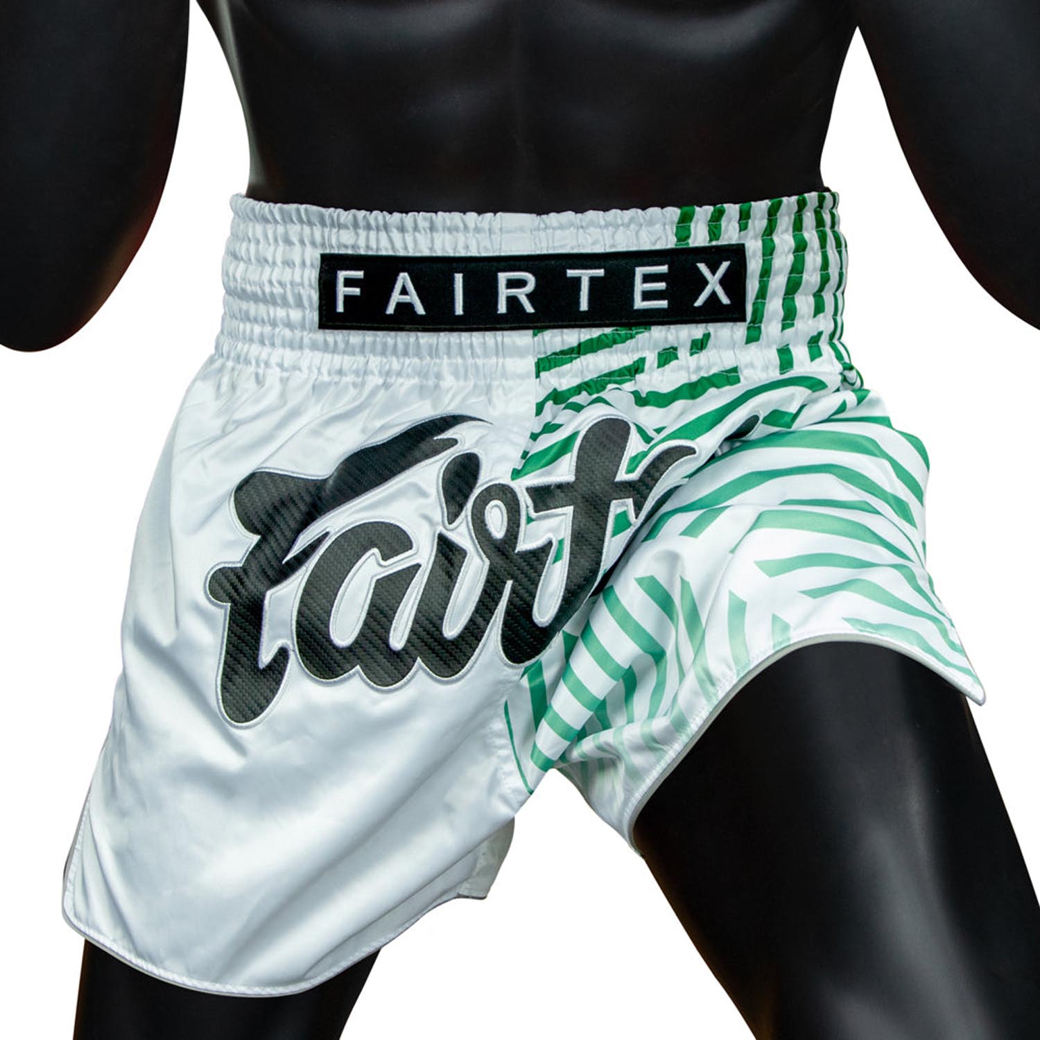Fairtex Muay Thai Shorts, BS1923, Racer, white-green, S
