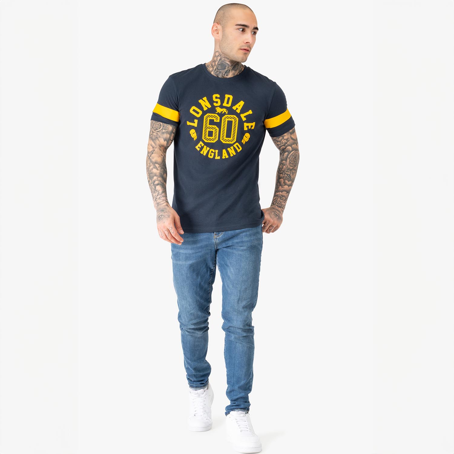 Lonsdale T-Shirt, Askerwell, navy-yellow, S