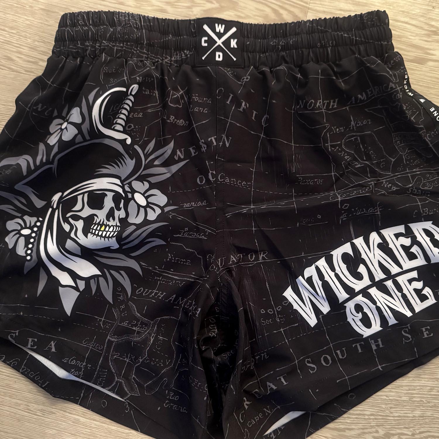 Wicked One MMA Fight Shorts, Element Hacker, black-white, XXL