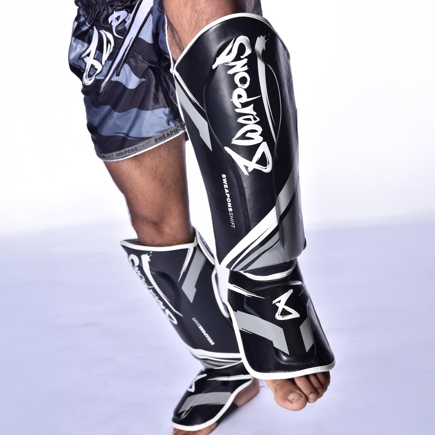8 WEAPONS Shin Guards, Shift, black-white, XL
