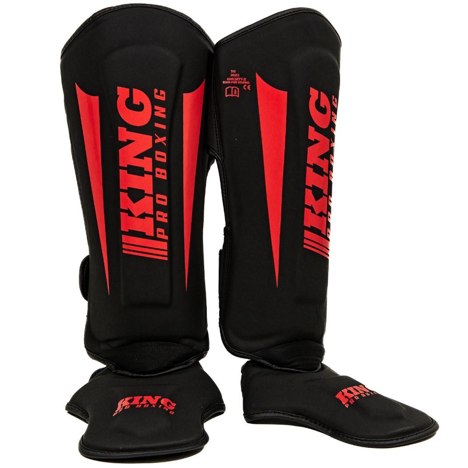KING PRO BOXING Schienbeinschoner, Revo 8, schwarz-rot, XL