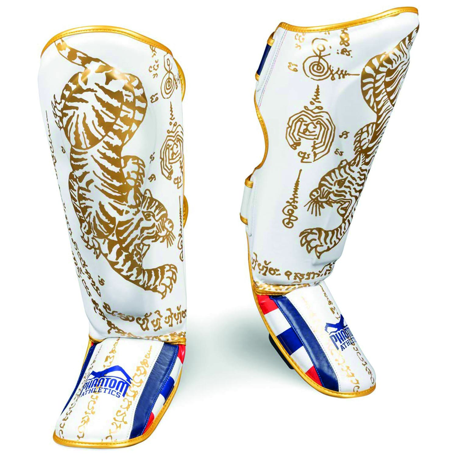 Phantom Athletics Shinguards, Muay Thai, white-gold, S/M