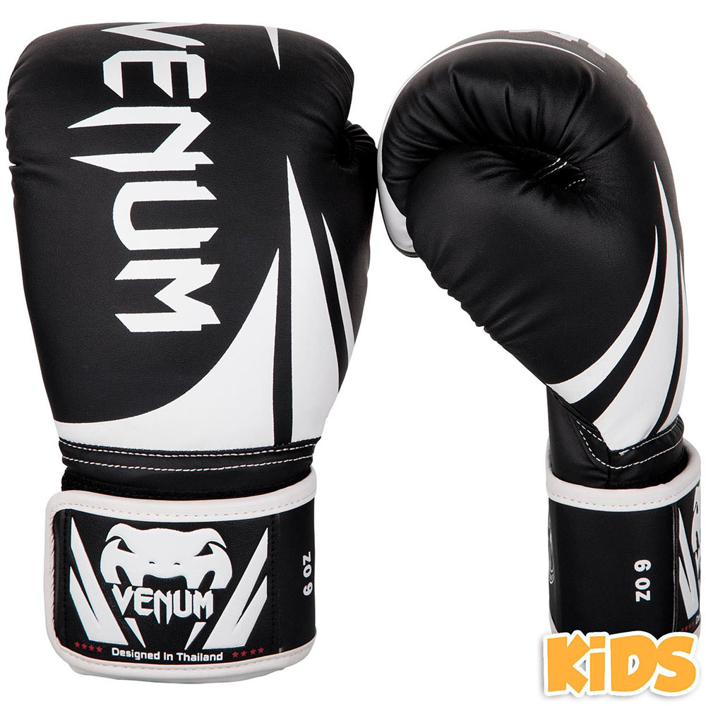 VENUM Boxing Gloves, Kids, Challenger 2.0, black-white, 6 oz