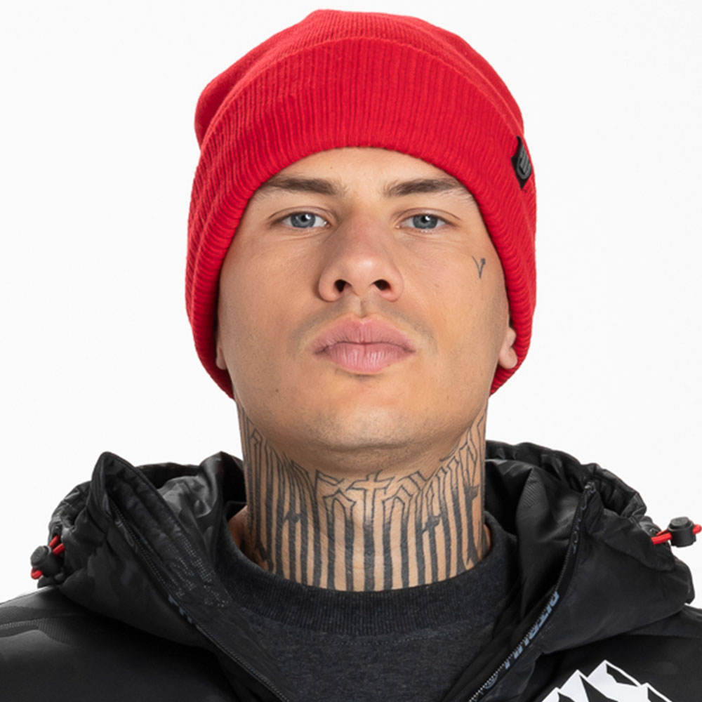 Pit Bull West Coast Beanie, Small Logo, rot