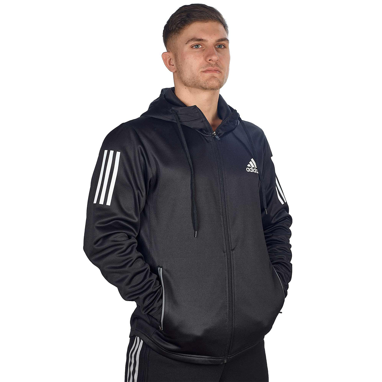 adidas Zip Hoody, Boxwear Tech, schwarz-weiß, S