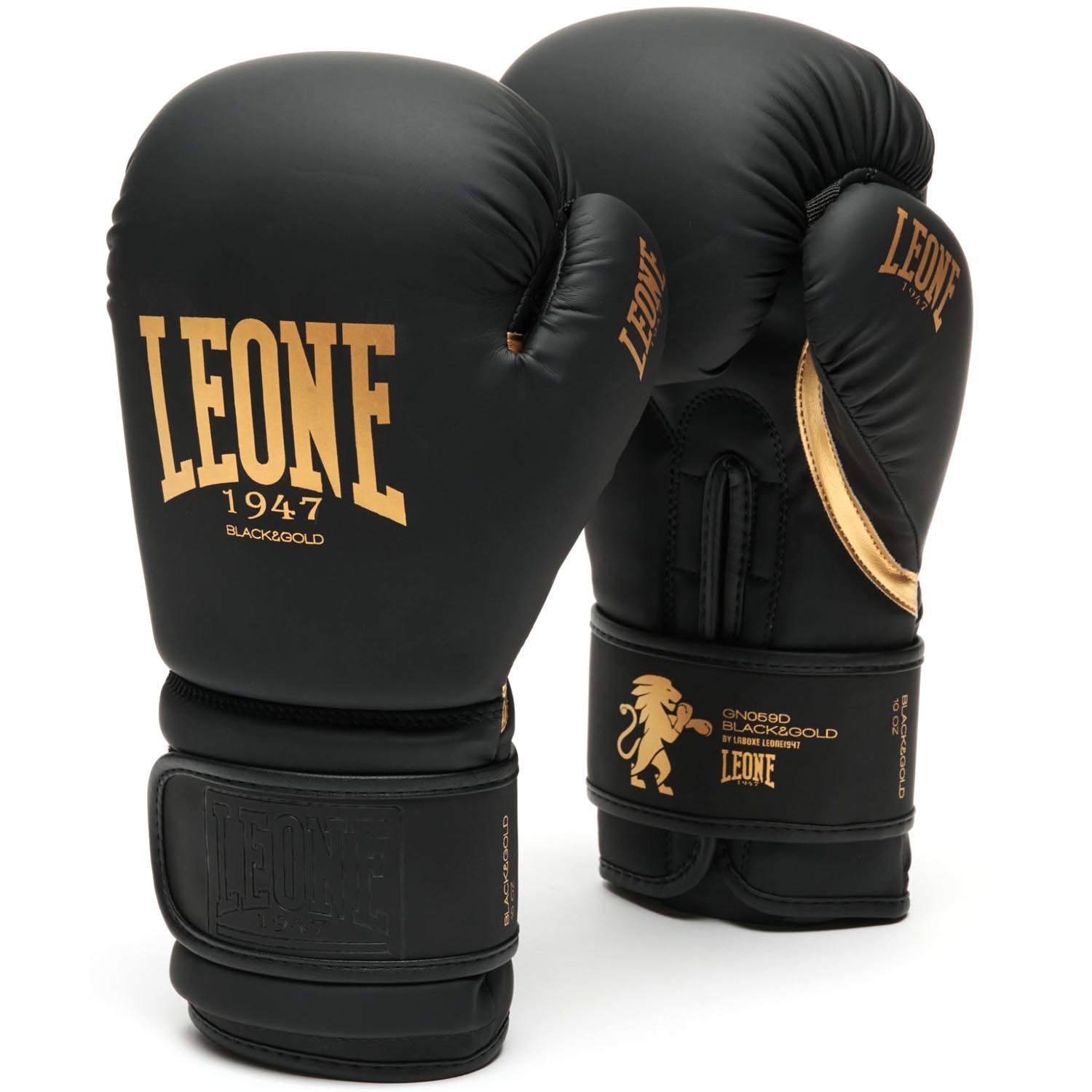 LEONE Boxing Gloves, Black & Gold, GN059D, black, 10 Oz
