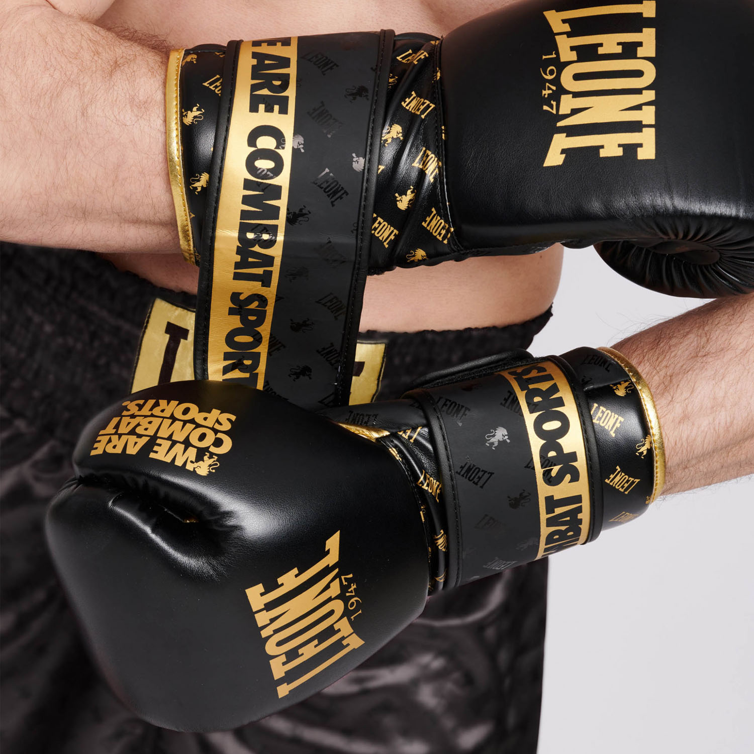 LEONE Boxhandschuhe, DNA, GN220, schwarz-gold, 12 Oz