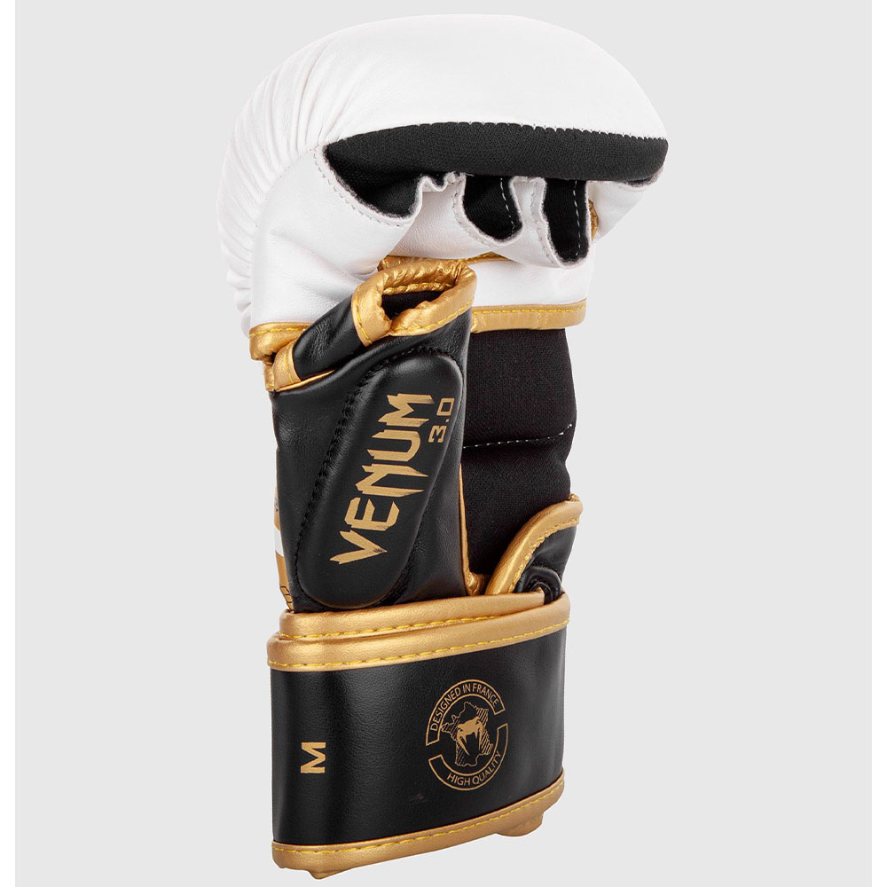 VENUM MMA Sparring Handschuhe, Challenger 3.0, weiß-schwarz-gold, S