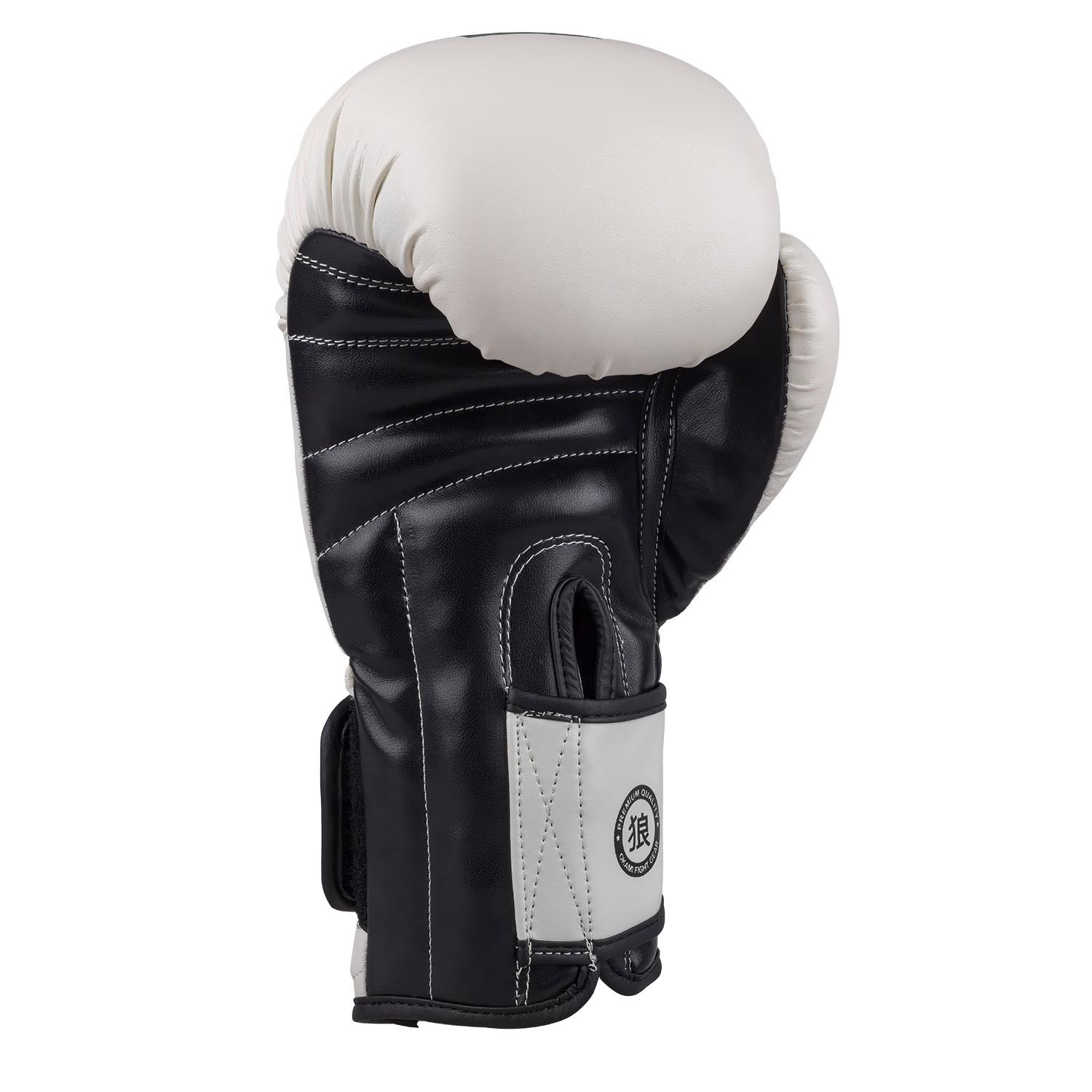 OKAMI Boxing Gloves, Rumble, white-black, 10 Oz