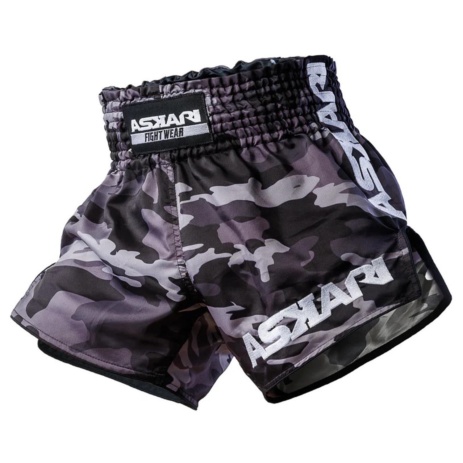 ASKARI Muay Thai Shorts, Soldier, schwarz-camo