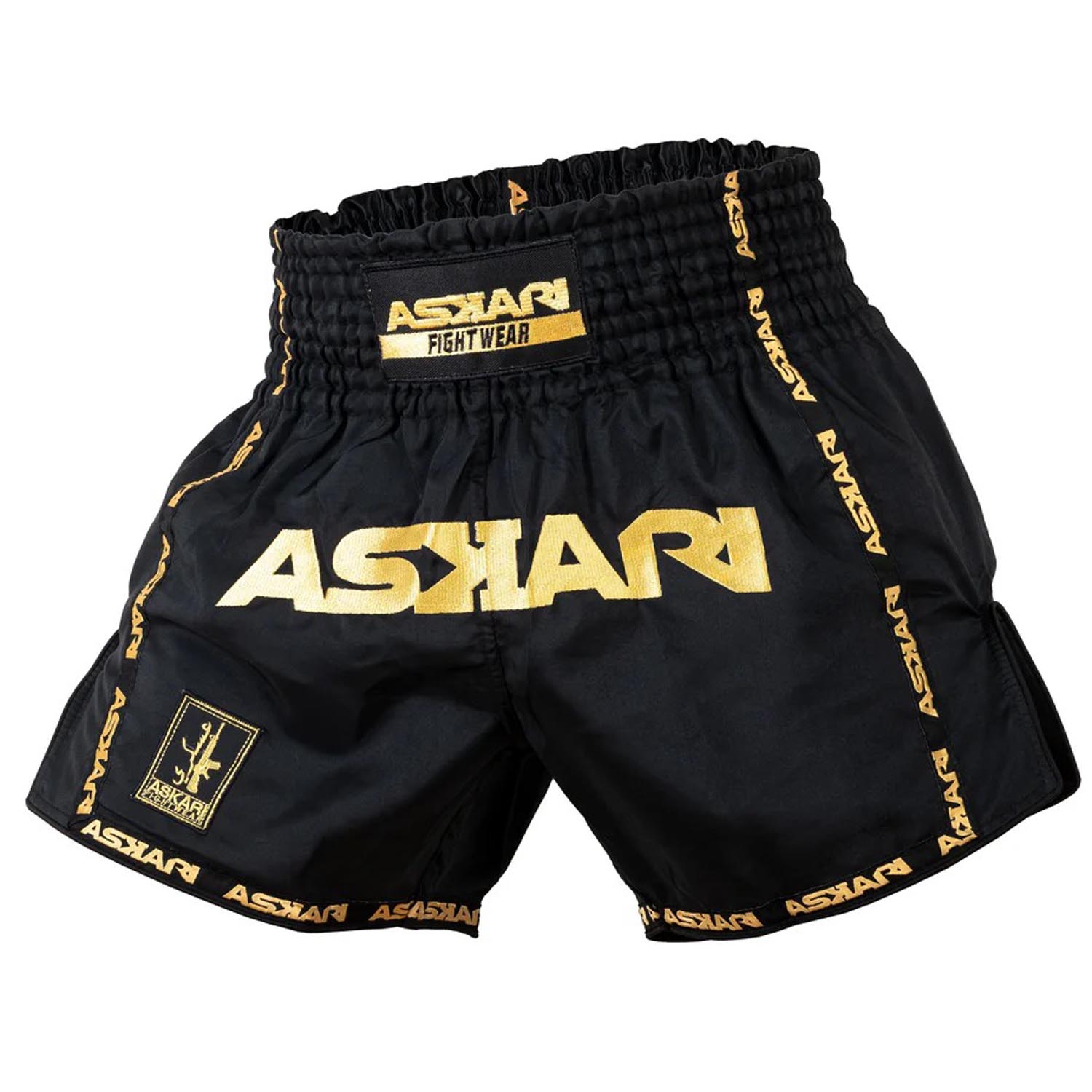 ASKARI Muay Thai Shorts, 24k, black-gold, XXL