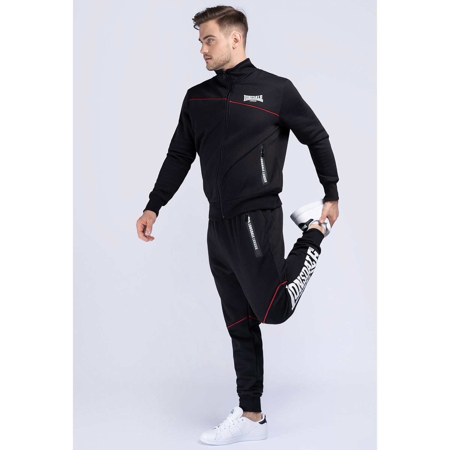 Lonsdale Trainingsanzug, Geddington, schwarz, XL