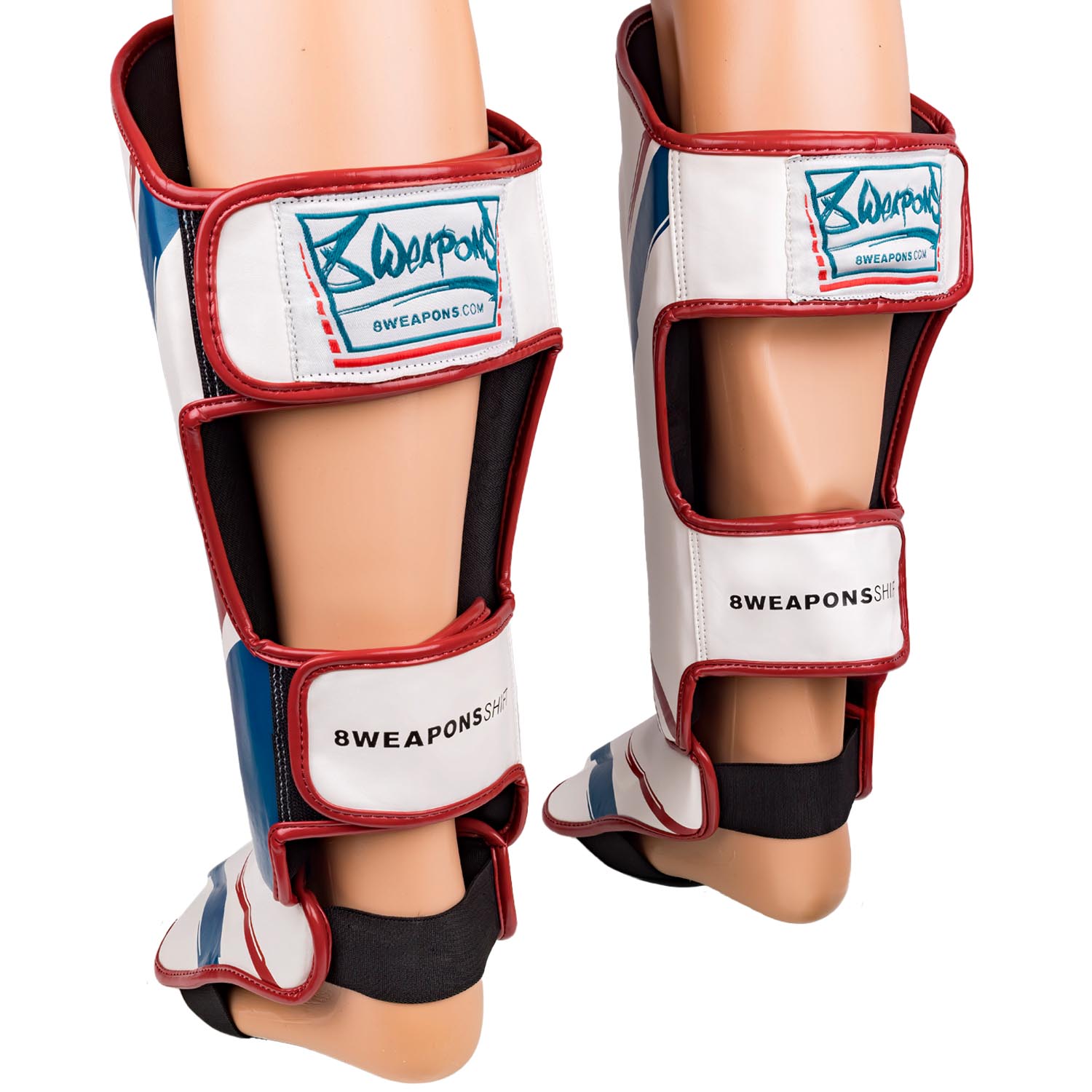 8 WEAPONS Shin Guards, Shift, white-navy-red, XL