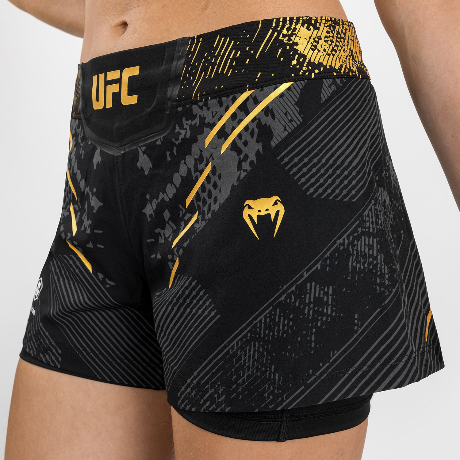 VENUM MMA Fight Shorts, Damen, UFC Fight Night, Adrenaline, schwarz-gold, XS