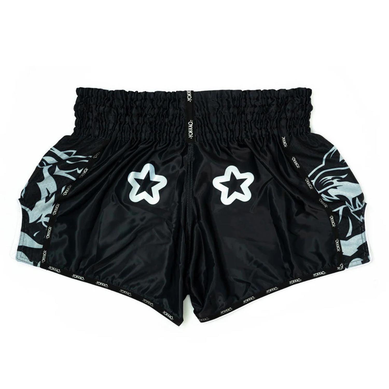 YOKKAO Muay Thai Shorts, original, silver-black, XXL