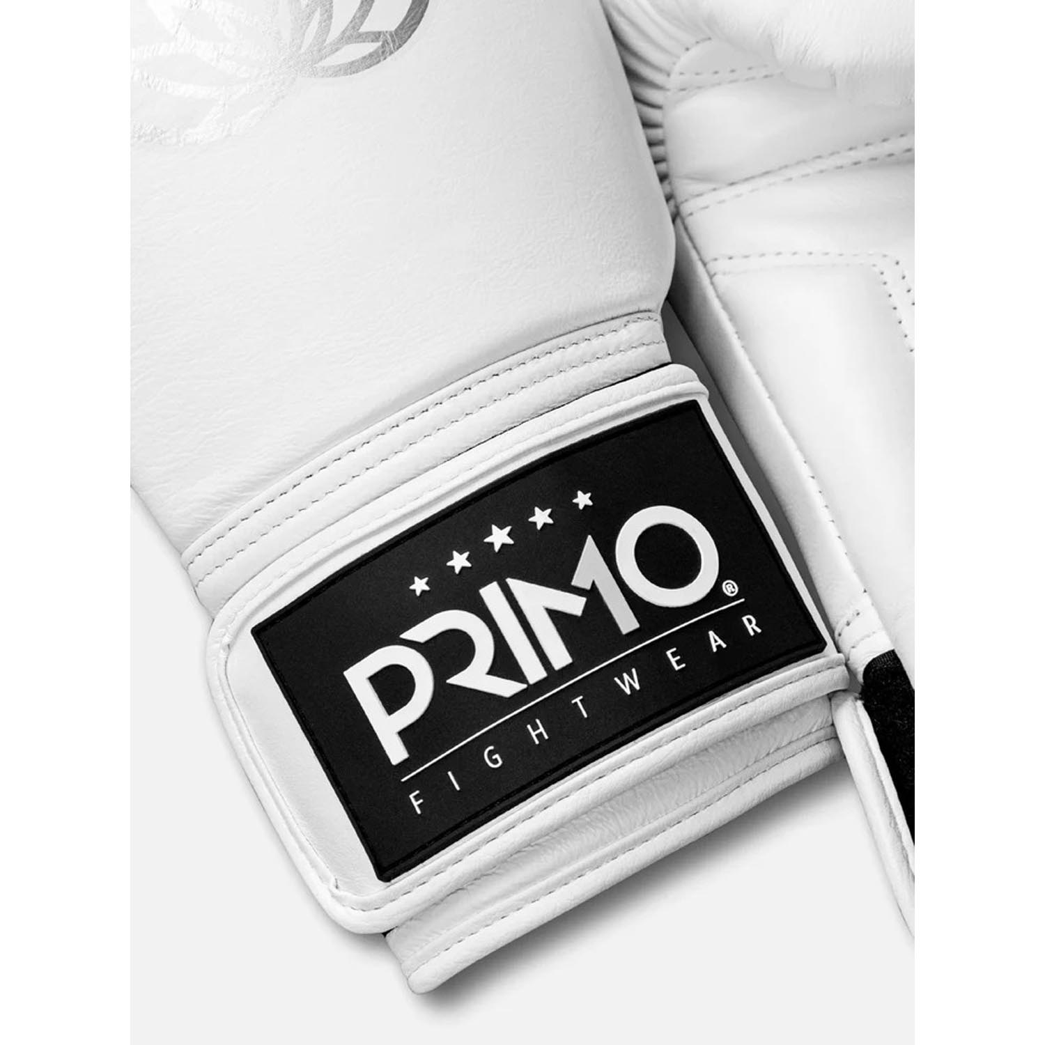 PRIMO Boxing Gloves, Emblem 2.0, Leather, white, 16 Oz