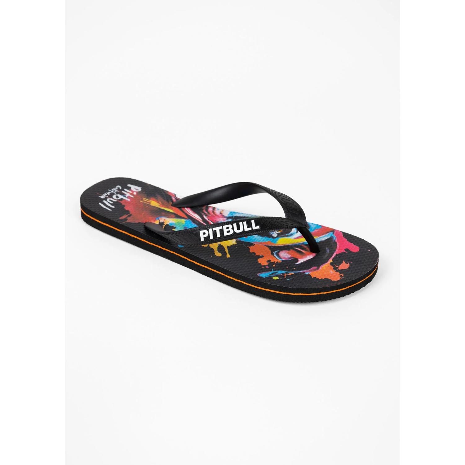 Pit Bull West Coast Flip Flops, Watercolor Dog, black, 46
