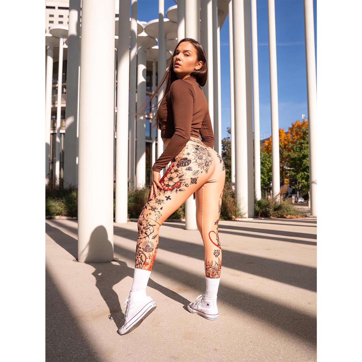 Anarchy Apparel Compression Leggings, Inked Athletica Nude, XS