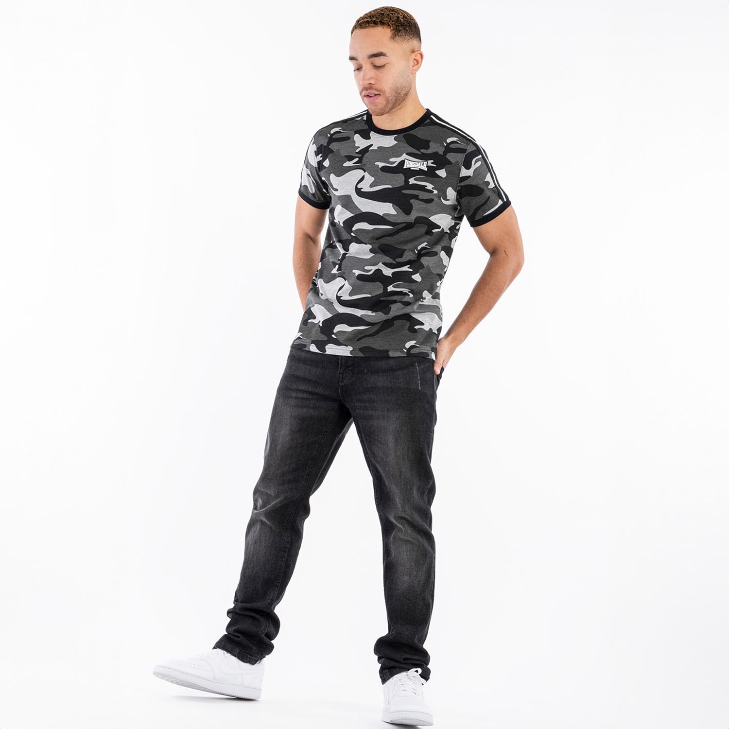 Lonsdale T-Shirt, Gunnista, camo grau, XL