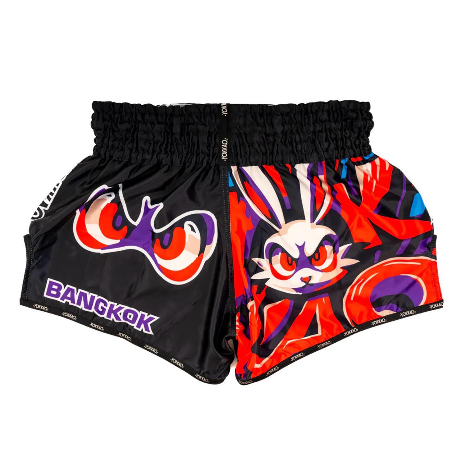 YOKKAO Muay Thai Shorts, Angry Rabbit, black-red, XXL