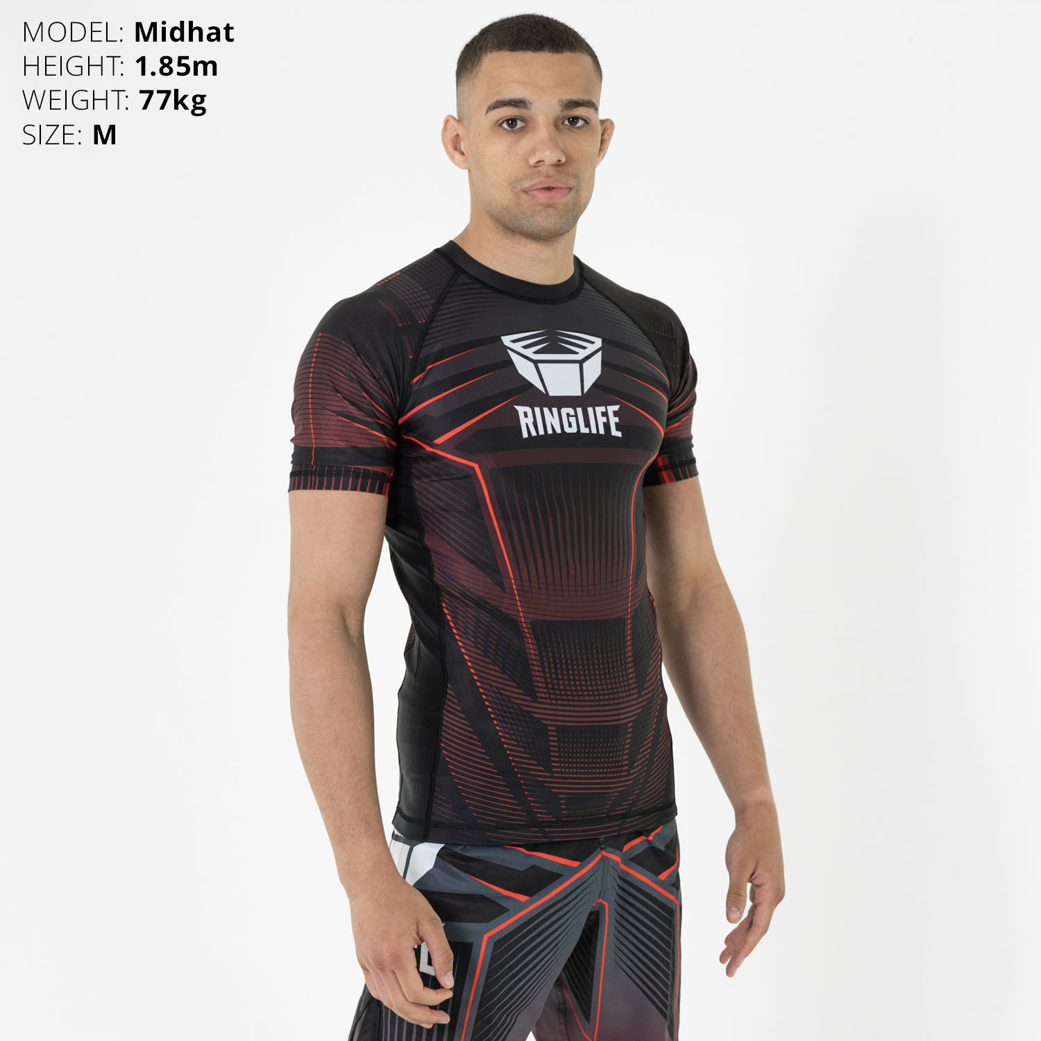 RINGLIFE Rashguard, S/S - Octaring schwarz-rot XXL