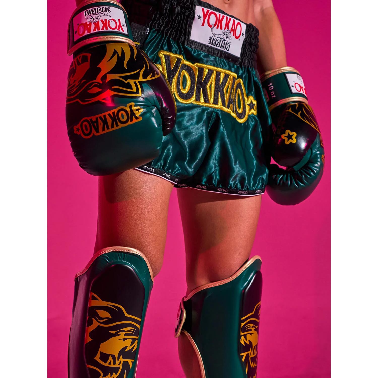 YOKKAO Muay Thai Shorts, Original Gold, green-yellow-black, XXL