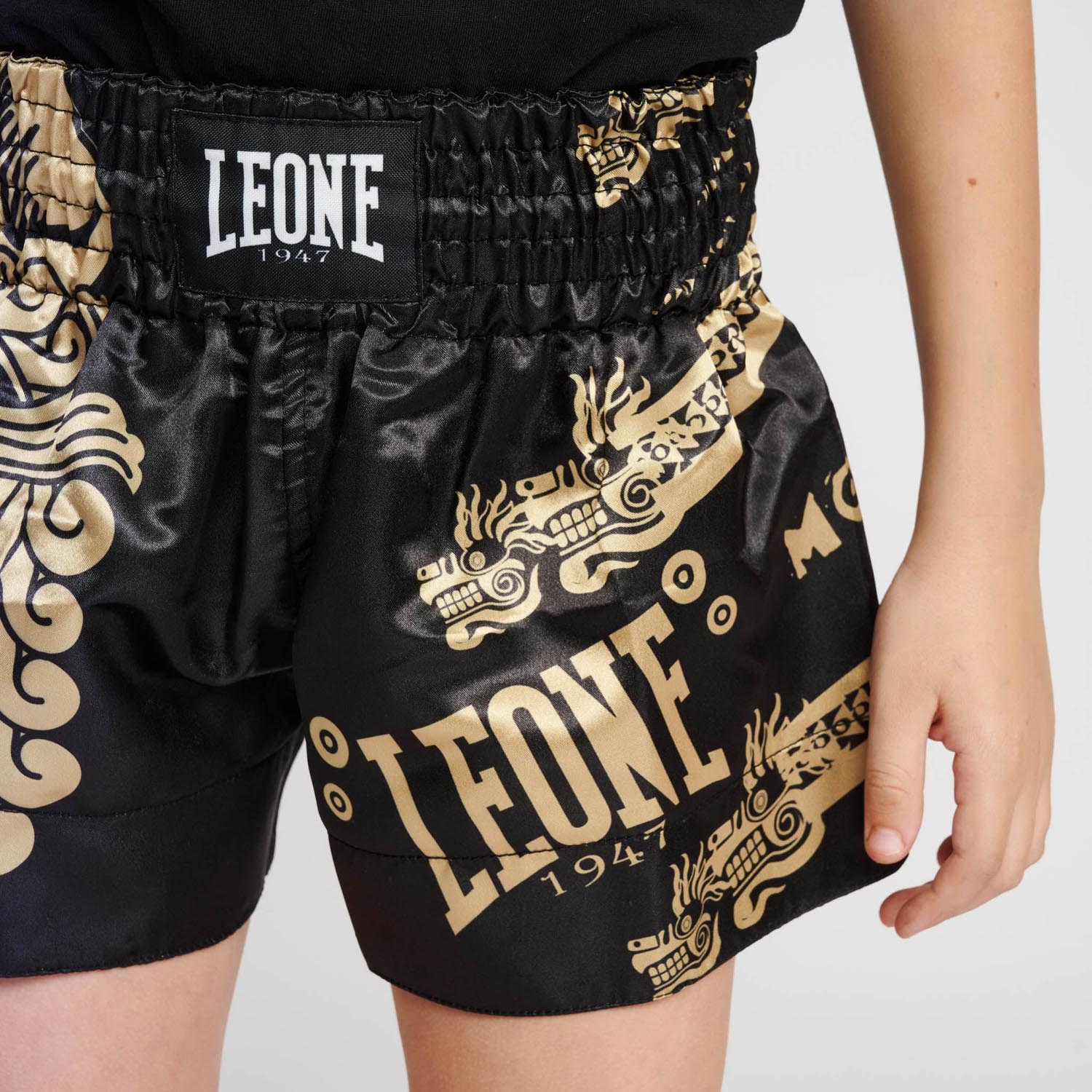 LEONE Muay Thai Shorts, Kids, Montezuma, black-gold, XL
