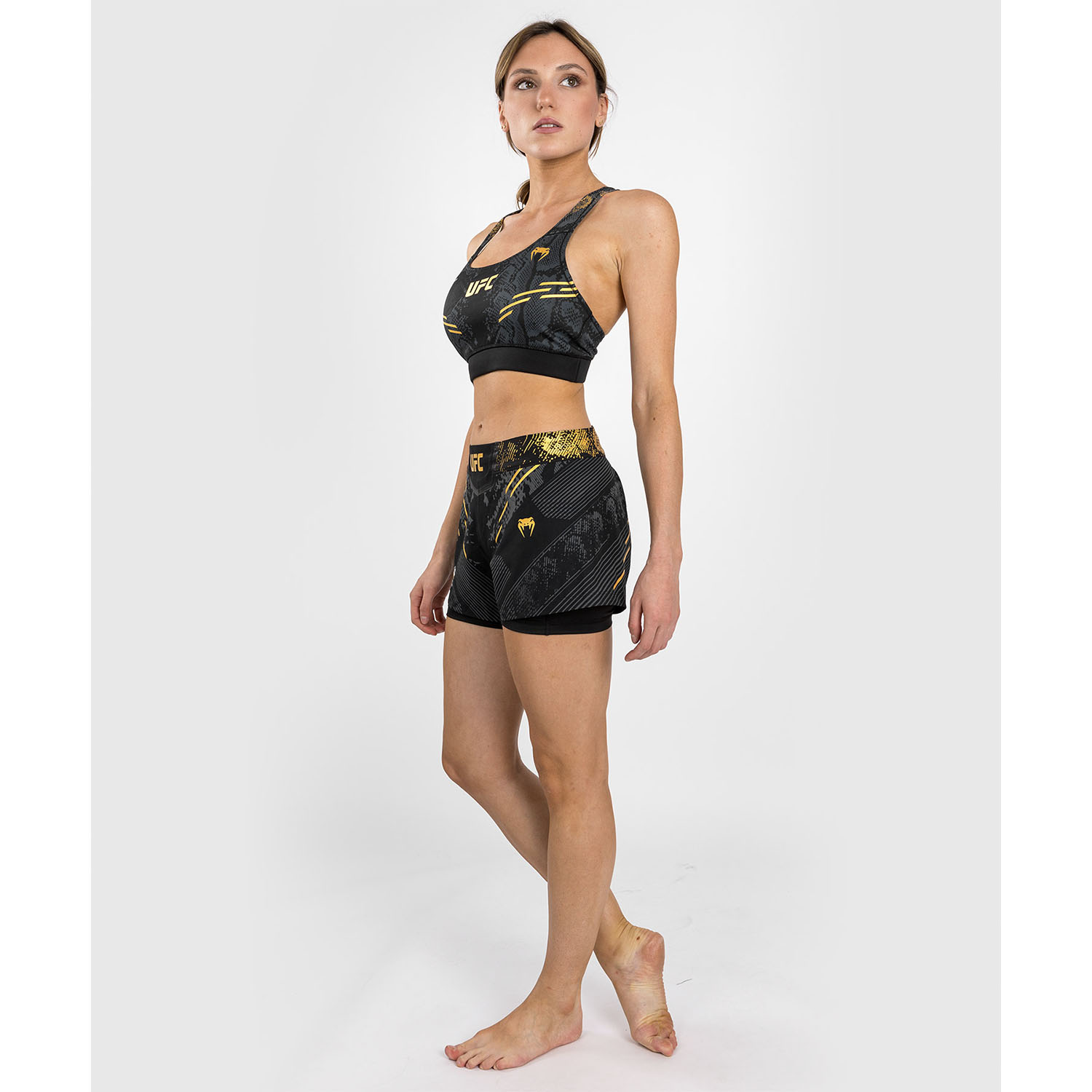 VENUM MMA Fight Shorts, Damen, UFC Fight Night, Adrenaline, schwarz-gold, XS