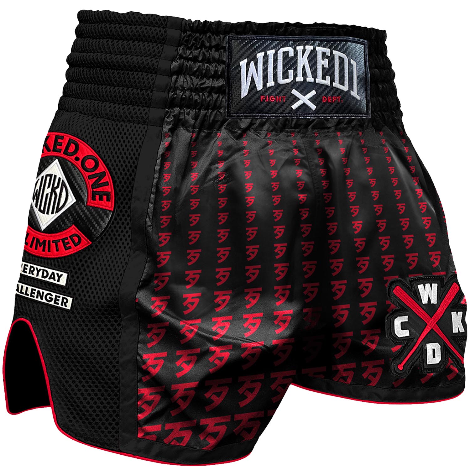 Wicked One Muay Thai Shorts, Infinit, schwarz-rot